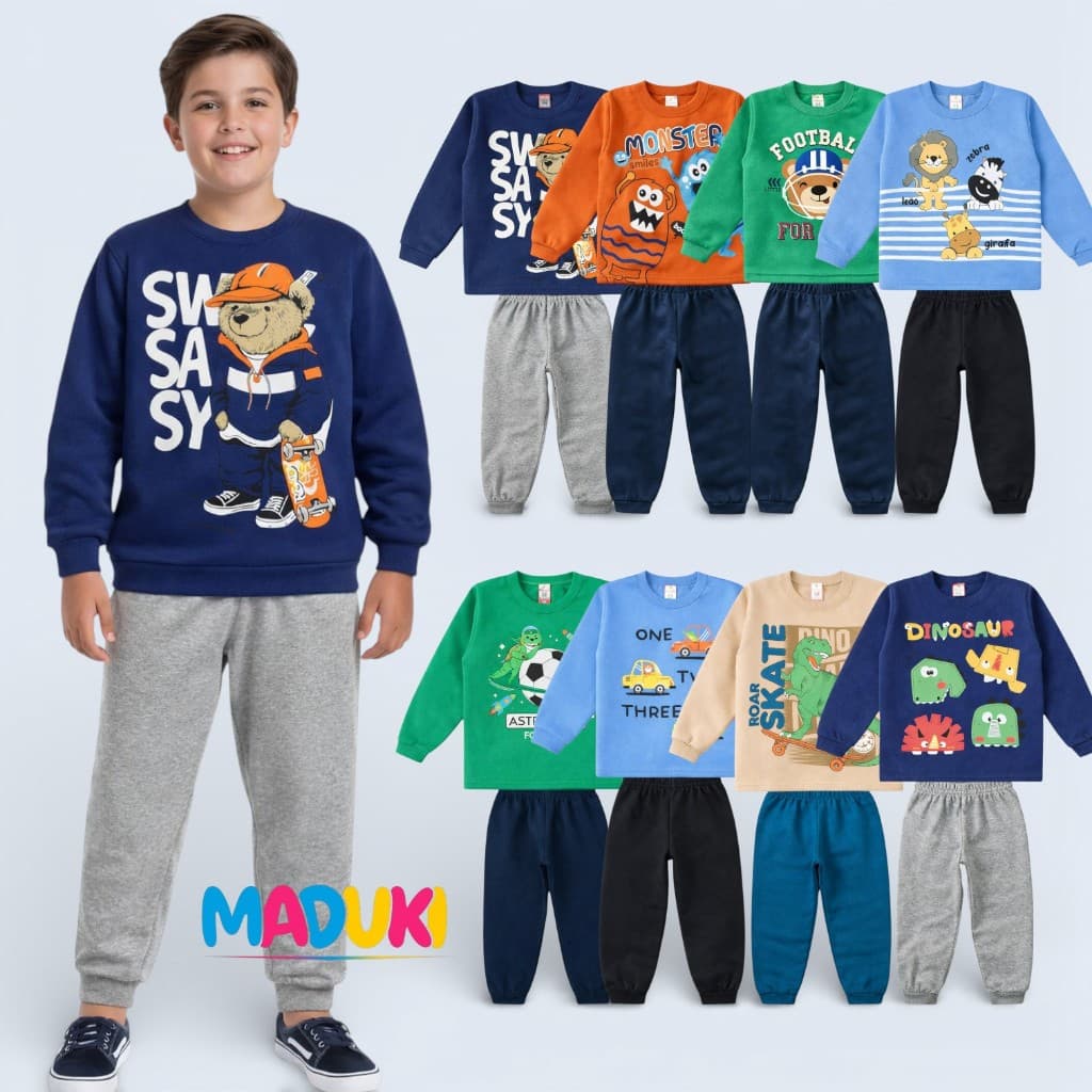 Lote 10 Peças Moletom Masculino Infantil Inverno Conjunto 1 a 8 Flanelado