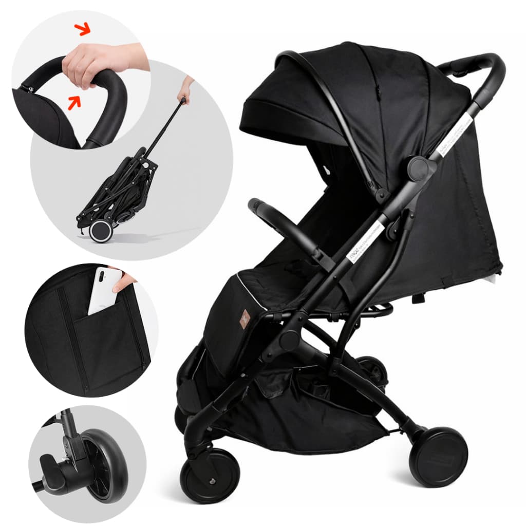 Carrinho De Bebê Portátil Para Viagem Aero Preto Yuupi