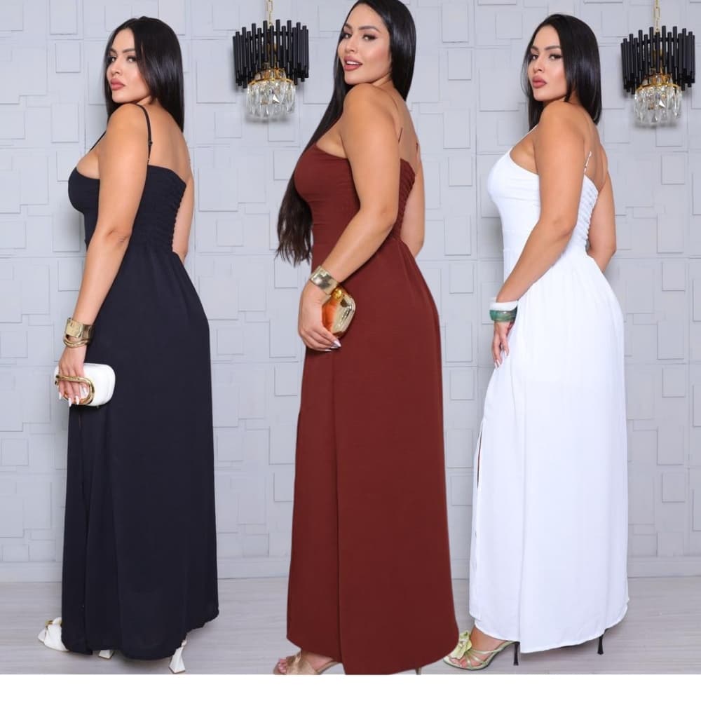 Vestido Feminino Pra Mulher Elegante Saia Forrado Fenda Lateral Boa forma