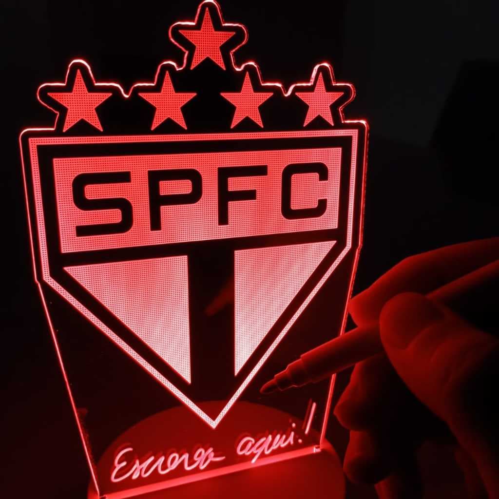 Abajur Luminária São Paulo Time de Futebol de mesa LED 3D que escreve Giz ac0410 Presente Criativo Luz Noturna Decoração