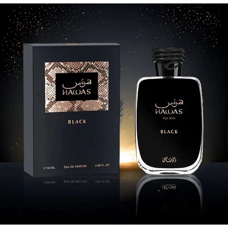 Perfume Hawas Black Rasasi For Him Eau de Parfum Masculino 100ml Original Importado Alta Fixação