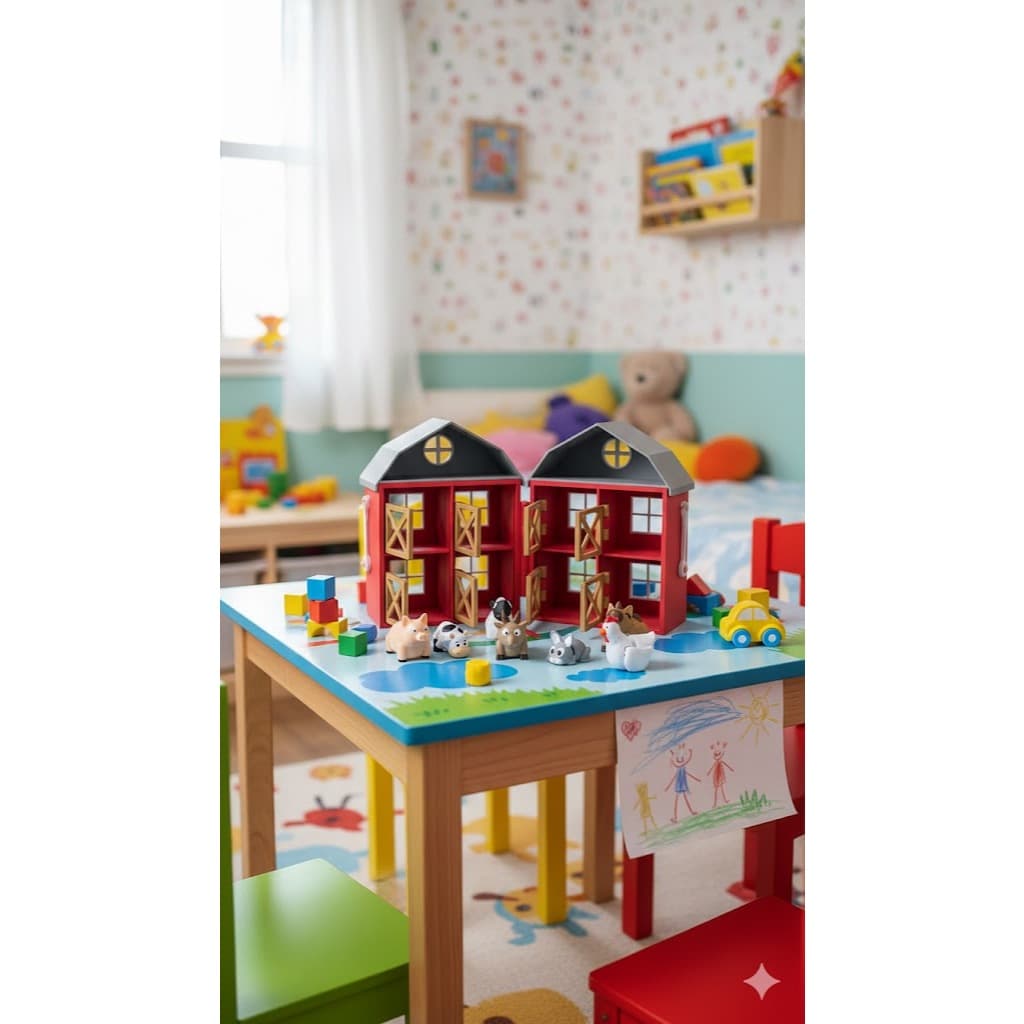 Celeiro Fazendinha de Brinquedo - Casinha para Animais Articulados