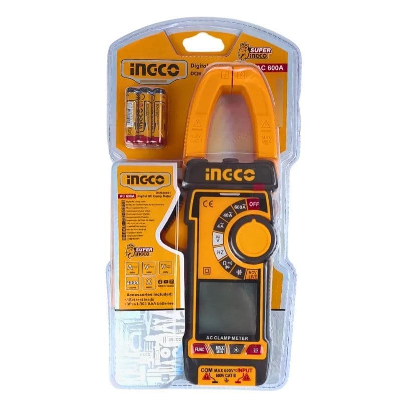 Alicate Amperimetro Digital True-rms 4000 Cont 600a Ingco