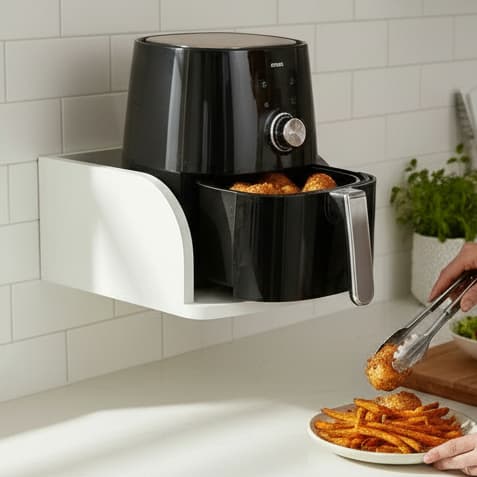 Prateleira Nicho Suporte Para Airfryer De Parede Em MDF Branco Reforçado