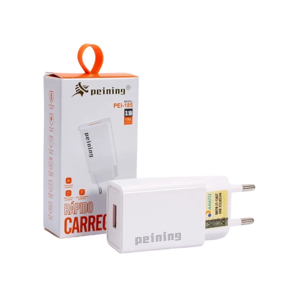 FONTE CARREGADORA USB CARGA RÁPIDA TURBO PARA CARREGAMENTO RAPIDO PEINING PEI-185