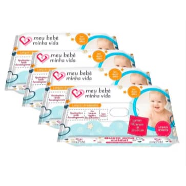 Kit 04 Lenços Umedecidos Meu Bebê Minha Vida 40 Unidades cada - Nutriex