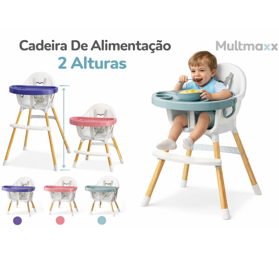 Cadeira de Alimentação Portátil Infantil Cadeirinha Bebê 2 Alturas Desmontável Alta Baixa Multmaxx