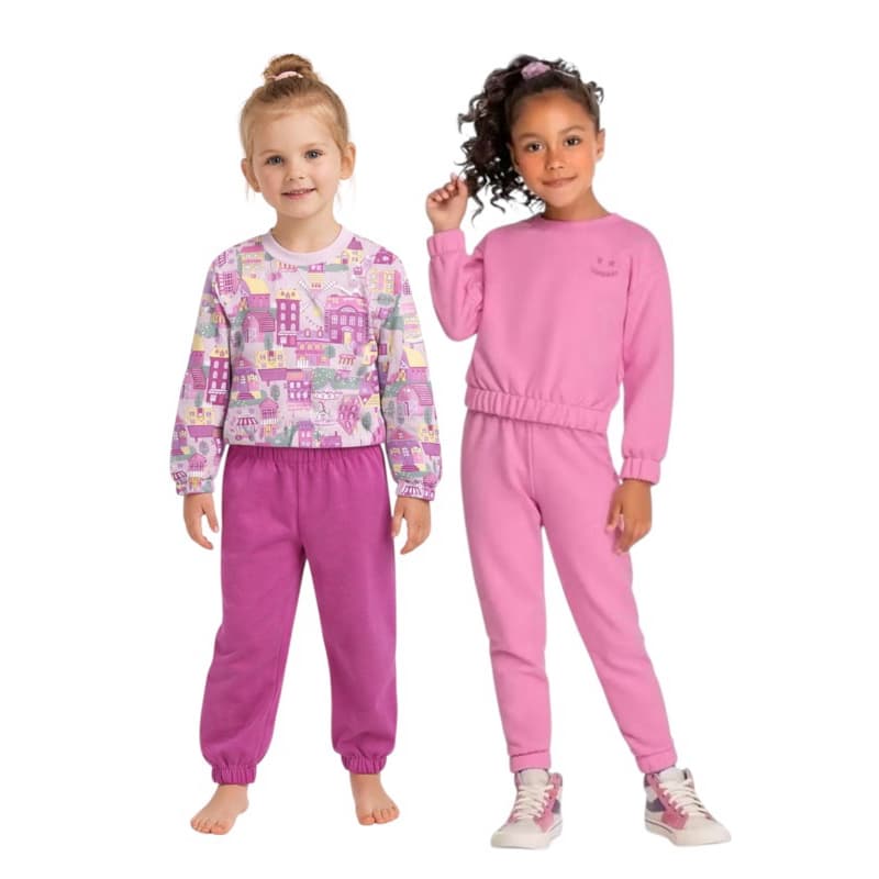 CONJUNTO DE MOLETOM  ELIAN FLANELADO PARA O INVERNO - CONJUNTO DE MENINA