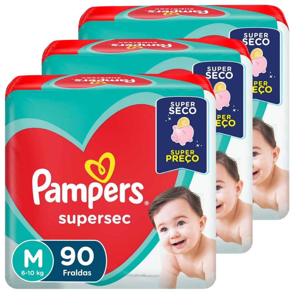Fralda Pampers Supersec - 3 Pacotões