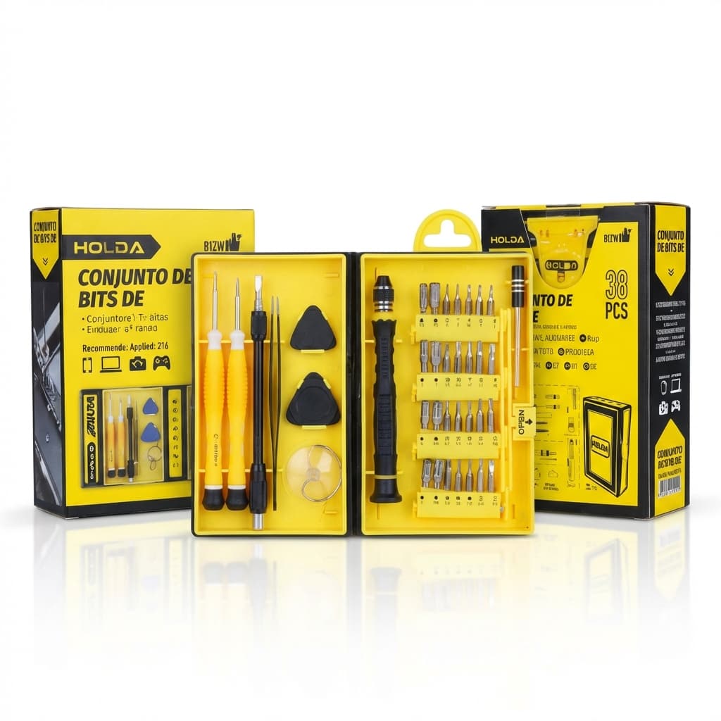 Kit Completo de Ferramentas 38 Peças para Ajustes em Eletrônicos Wassay para Celular e Notebook com Estojo Portátil