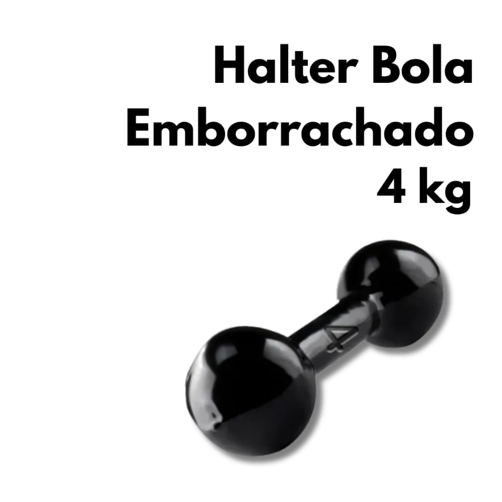 Halter Bola Emborrachado 4kg Musculação Treino Funcional Academia Casa Fitness Exercícios Força