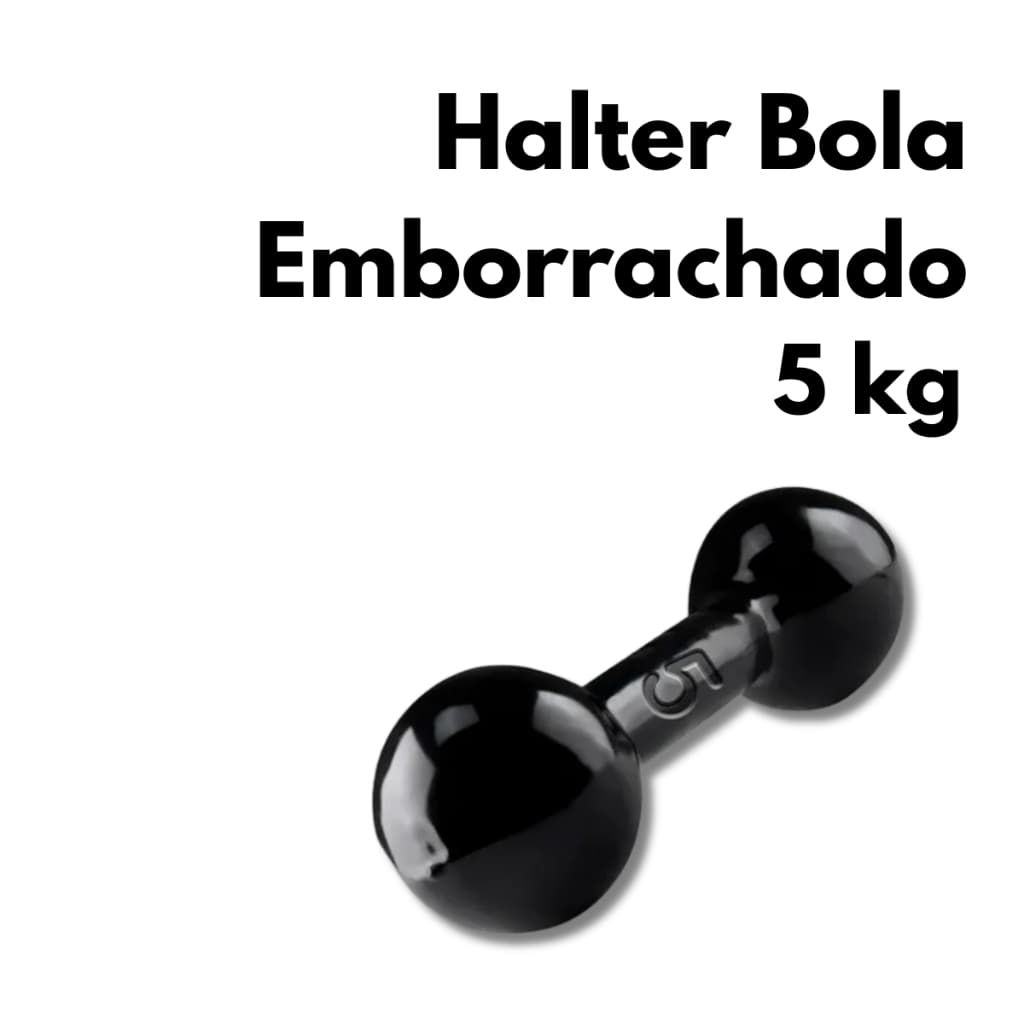 Halter Bola Emborrachado 5kg Musculação Treino Funcional Academia Casa Fitness Exercícios Força