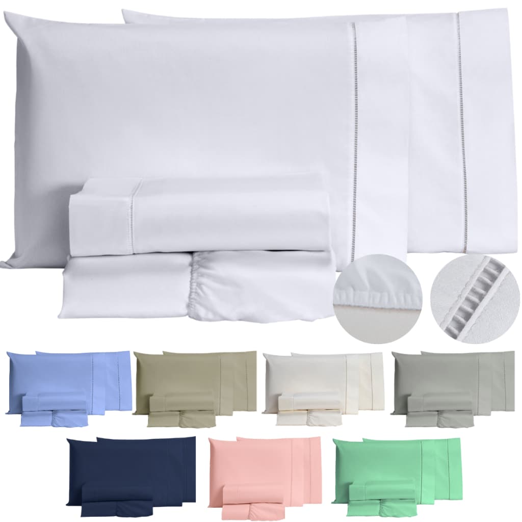 Jogo De Lençol Cama Casal Queen 4 Peças Micropercal 400 Fios Ponto Palito Ultra Macio Toque Suave