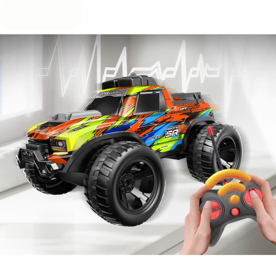 Carrinho de Controle Remoto Monster truck Radical Recarregável Com efeitos de Luzes.