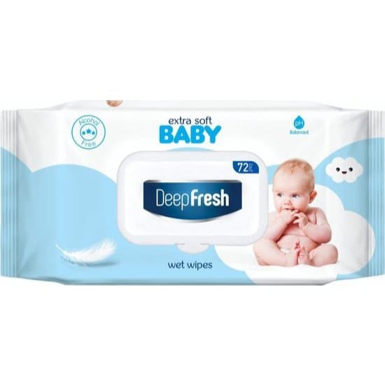 Lenços Umedecidos para Bebês 72un Extra Soft Baby DeepFresh Toque Macio Antialérgico Higiene Sem Álcool