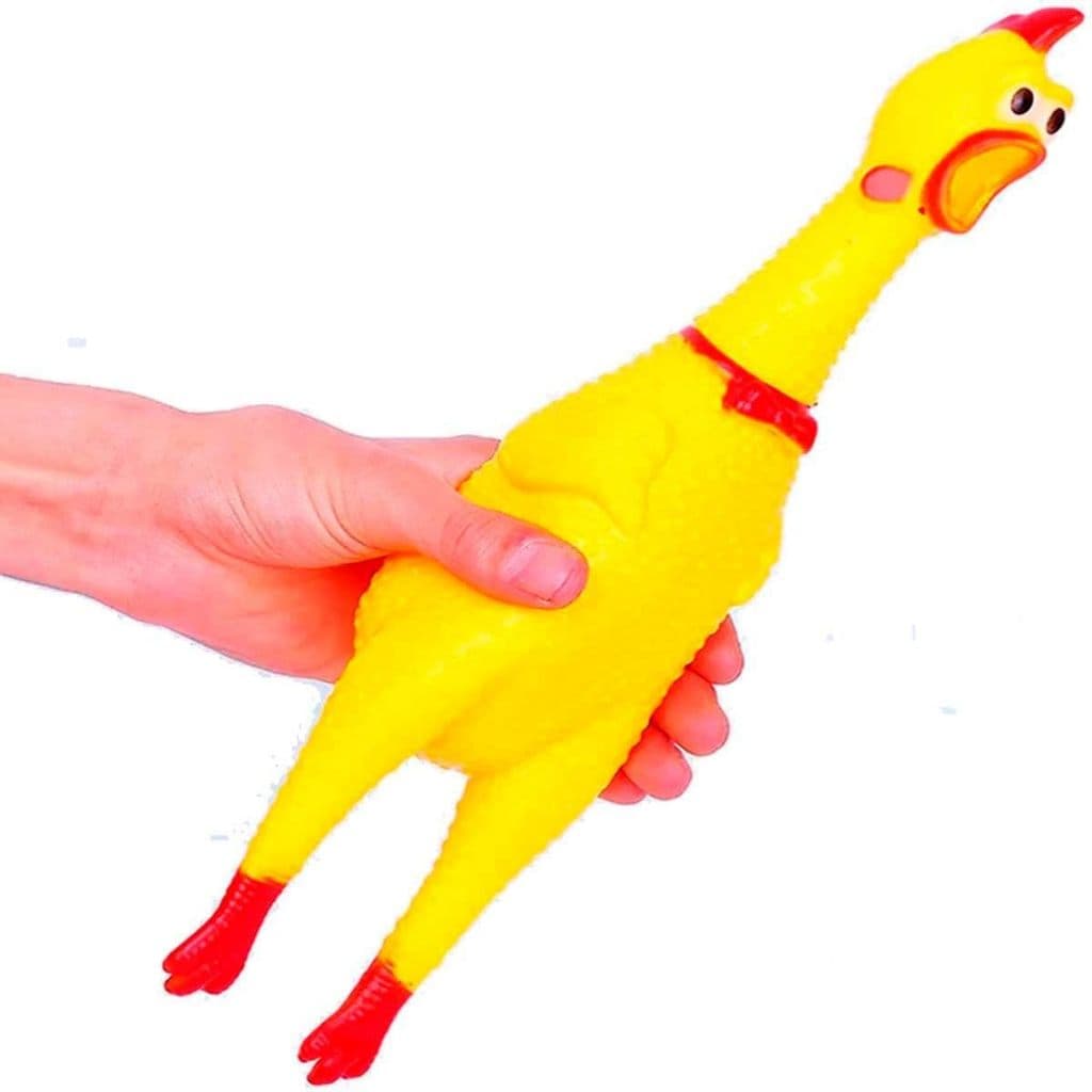 Brinquedo Frango / Galinha / Galo de Borracha  para Pet– Mordedor Sonoro 30 cm para cachorro