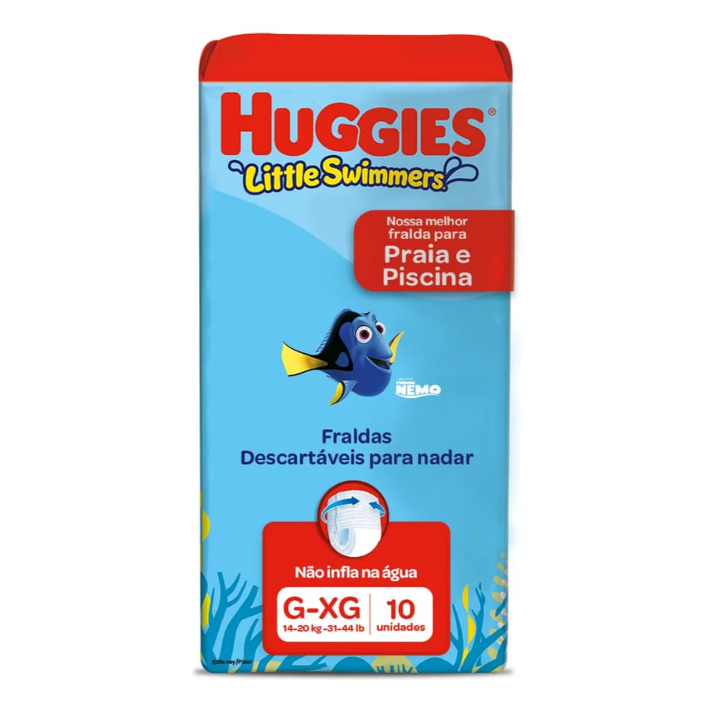 Fraldas Descartáveis Infantil Little Swimmers Tamanho G/XG Com 10 Fraldas De 14 A 20kg Huggies