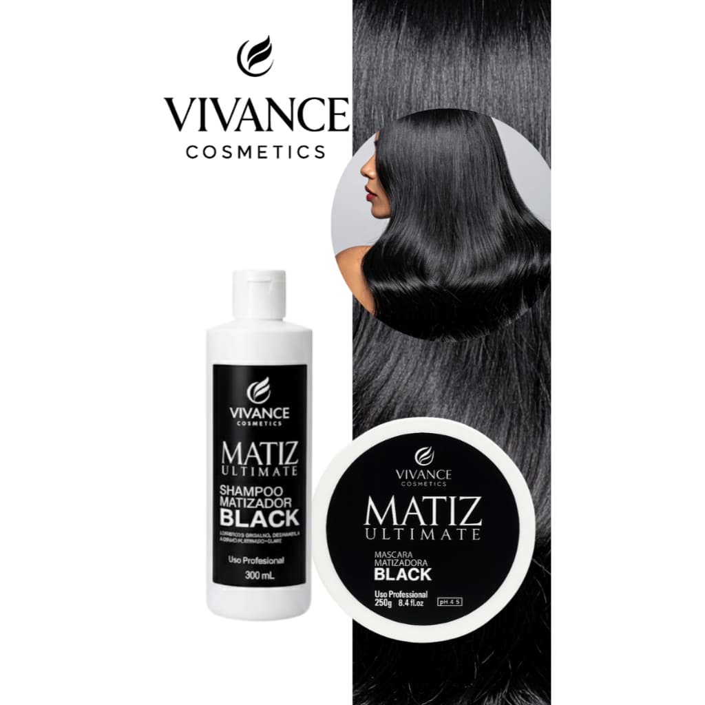KIT MATIZADOR VIVANCE BLACK- SHAMPOO MATIZADOR 300ML + MÁSCARA HIDRATANTE MATIZADORA 250G