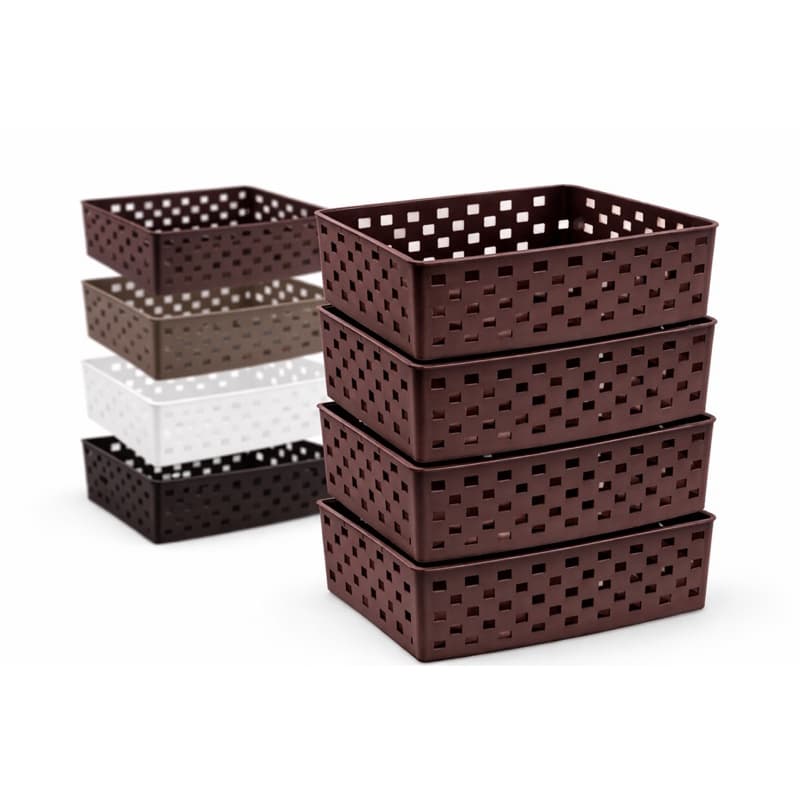 Kit 4 Cestas Organizadores Multiuso 24,7x19,8 - Ideal para Lavanderia, Quarto, Cozinha, Escritorio e Banheiro