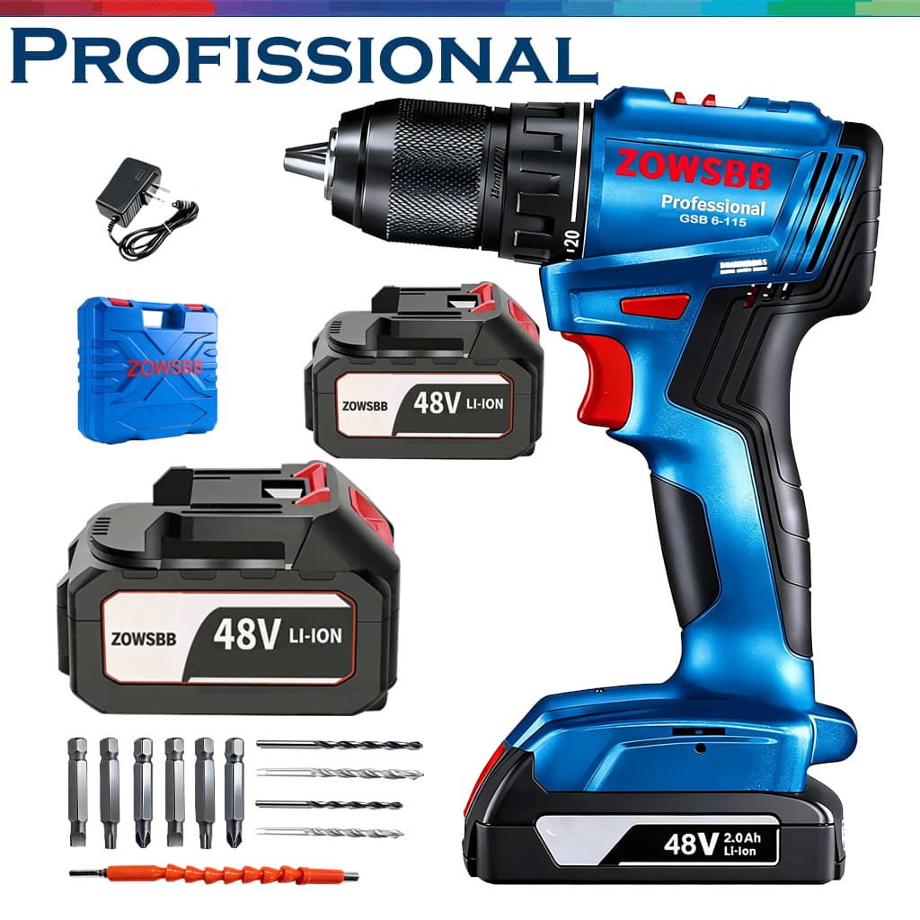 Furadeira Parafusadeira 1900r Profissional  Alta Torque Furadeira de Impacto Elétrica Para Concreto/Aço ZOWSBB