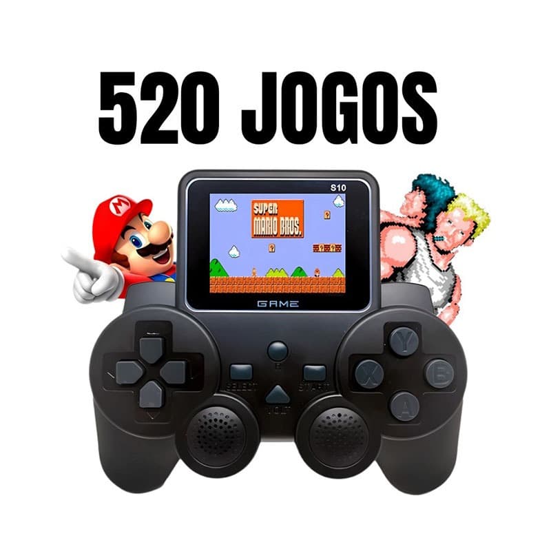 Vídeo Game console Vídeo Portátil 520 Jogos Retrô Clássicos 80 com Controle Para 2 Pessoas-GamePad Player S10