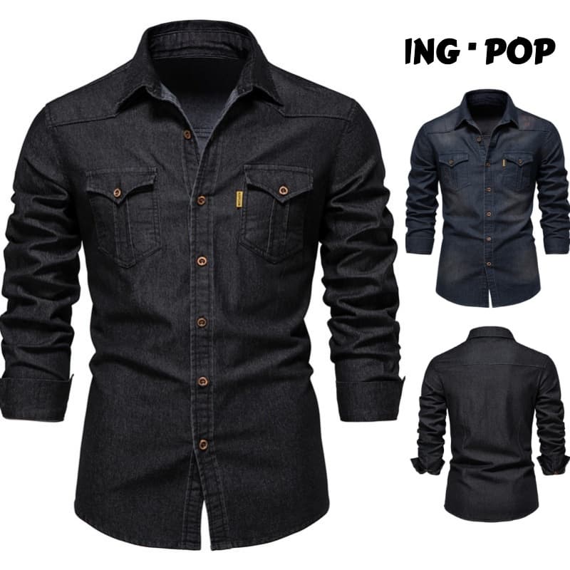 Camisa Masculina Jeans Casual Elegante De Manga Longa Slim Premium Social Comprida
