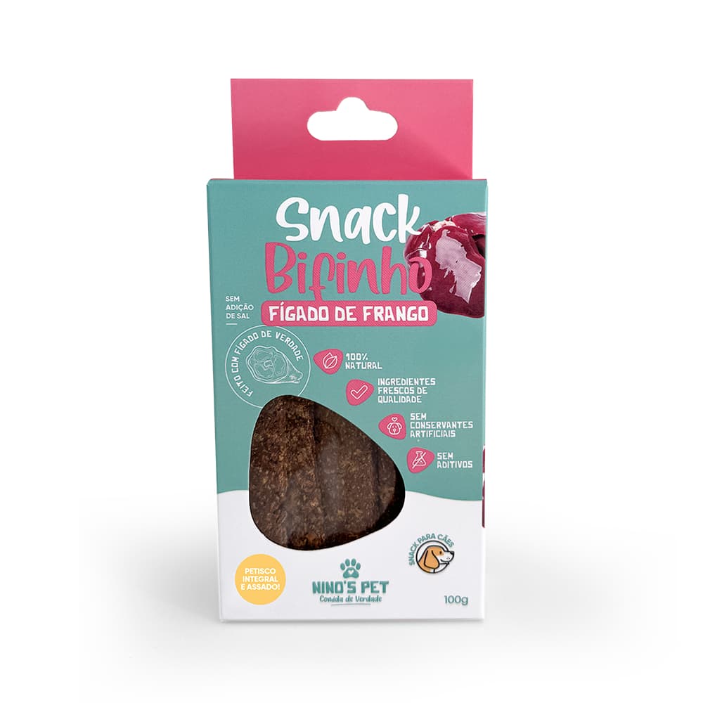 Petisco Snack Bifinho de Fígado para Cachorro 100% Natural Ninos Pet 100g Saudável Cães Treino
