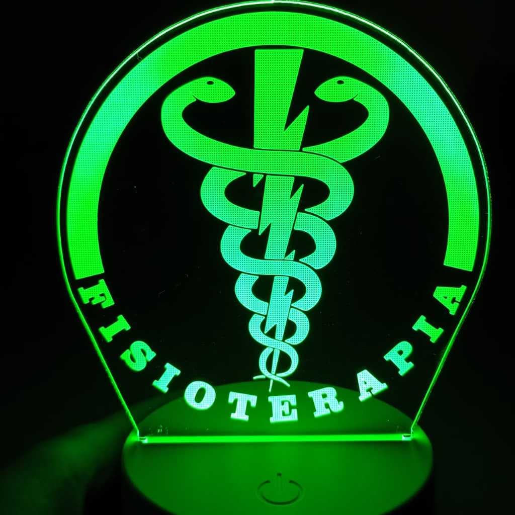 Abajur Luminária Fisioterapia Profissão Led 3D de Mesa Ac0415 Presente Clinica Luz Noturna Ambiente Decoração enfeite to