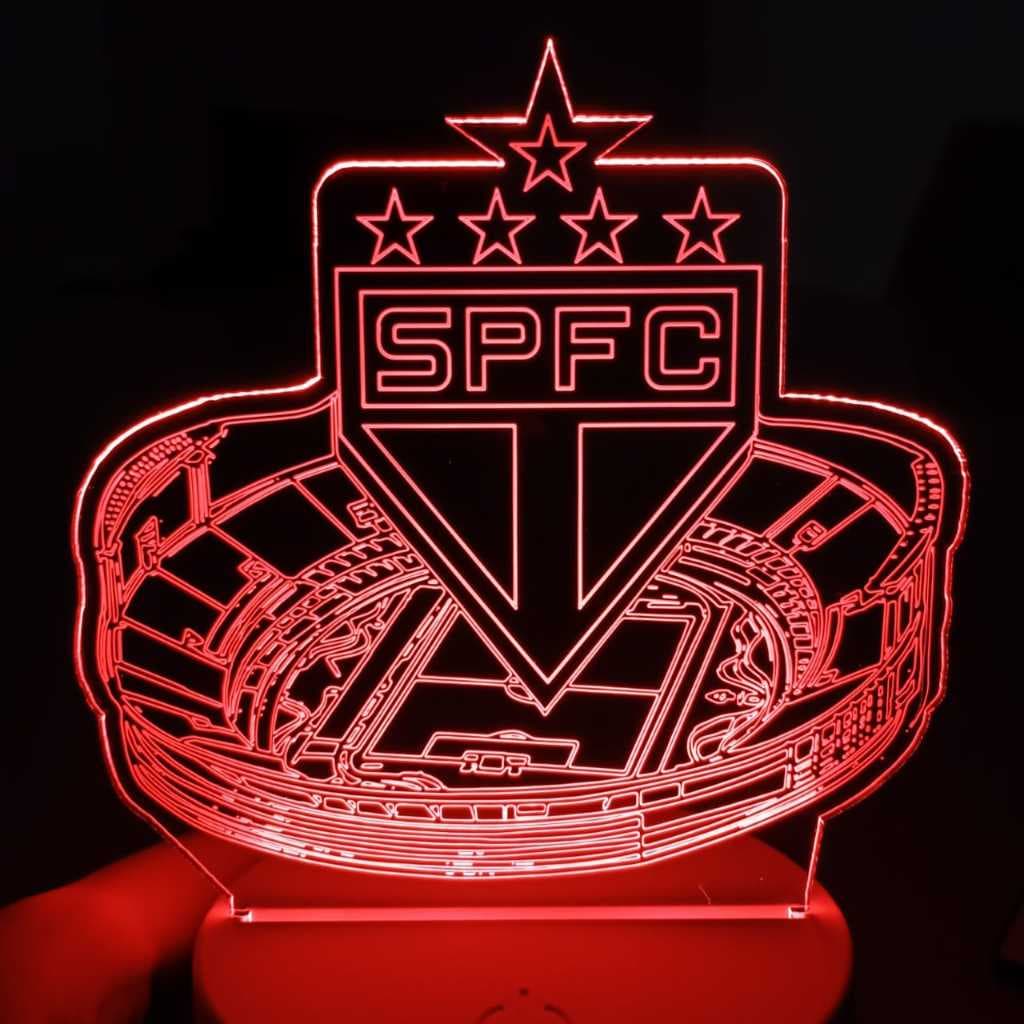 Abajur Luminária Estádio do Morumbi são paulo Led de Mesa Ac0417 Presente torcedor do Futebol Luz Noturna Decoração