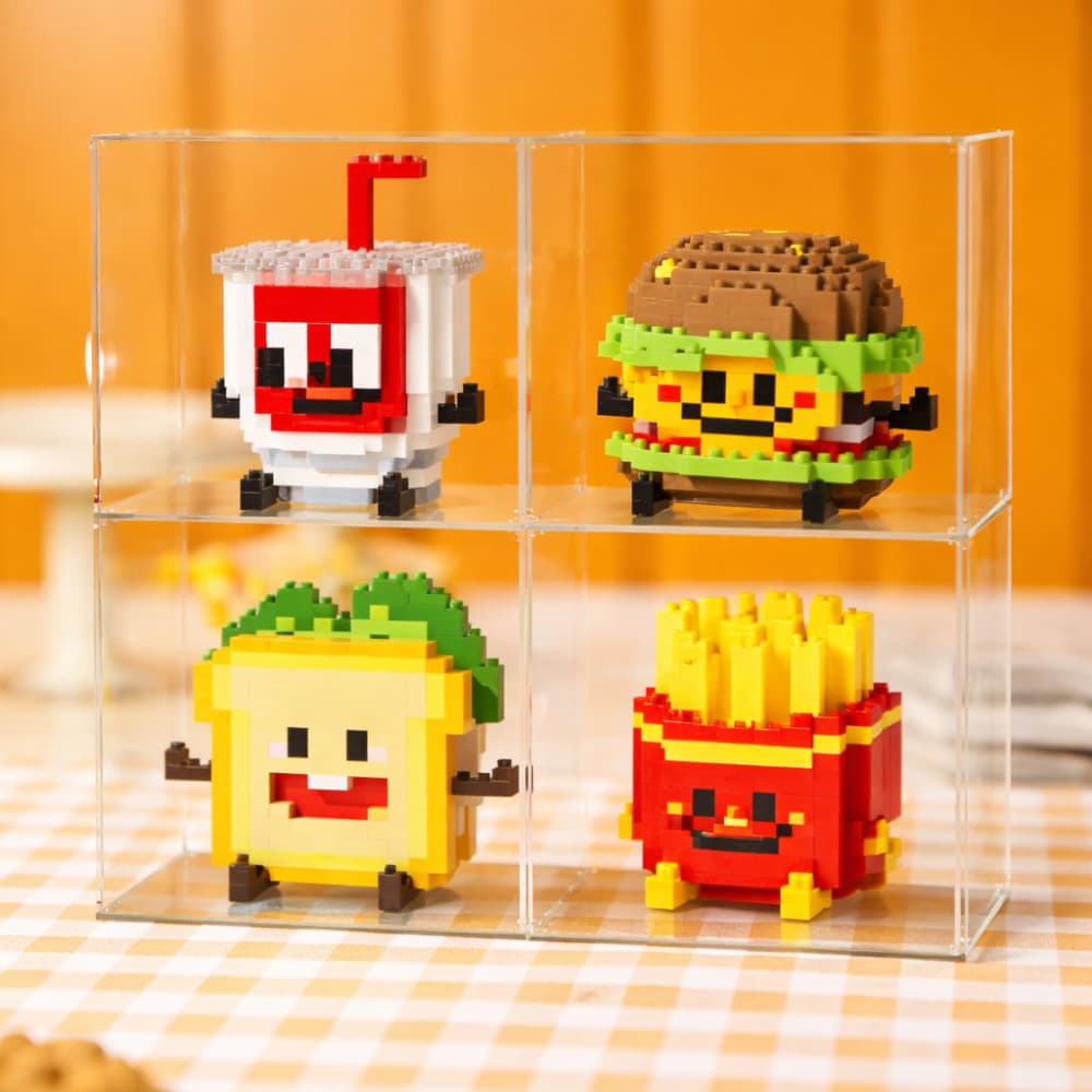 INBLOX Lanches em Blocos para Montar – Batata, Hambúrguer, Sanduíche e Refrigerante Tipo Lego