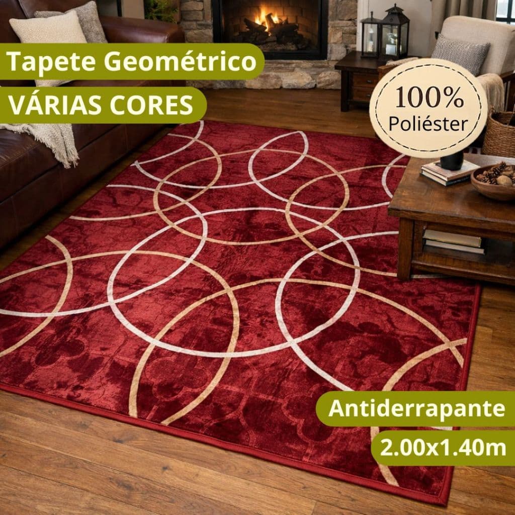 Tapete Antiderrapante Flannel Para Sala e Quarto 2,00×1,40m