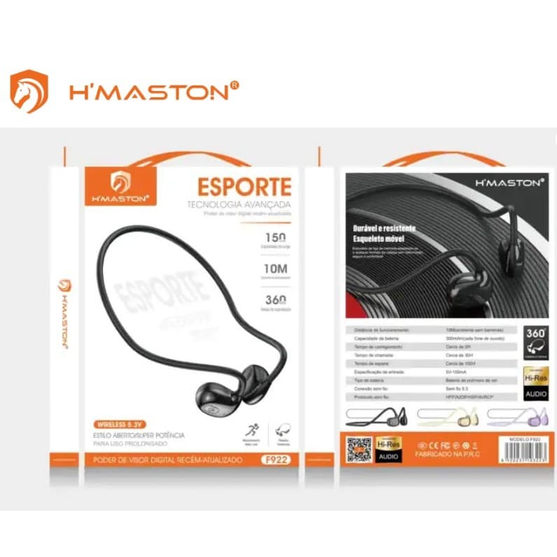 Fone Bluetooth Esportivo 5.3 H'Maston F922 Fone Sem Fio