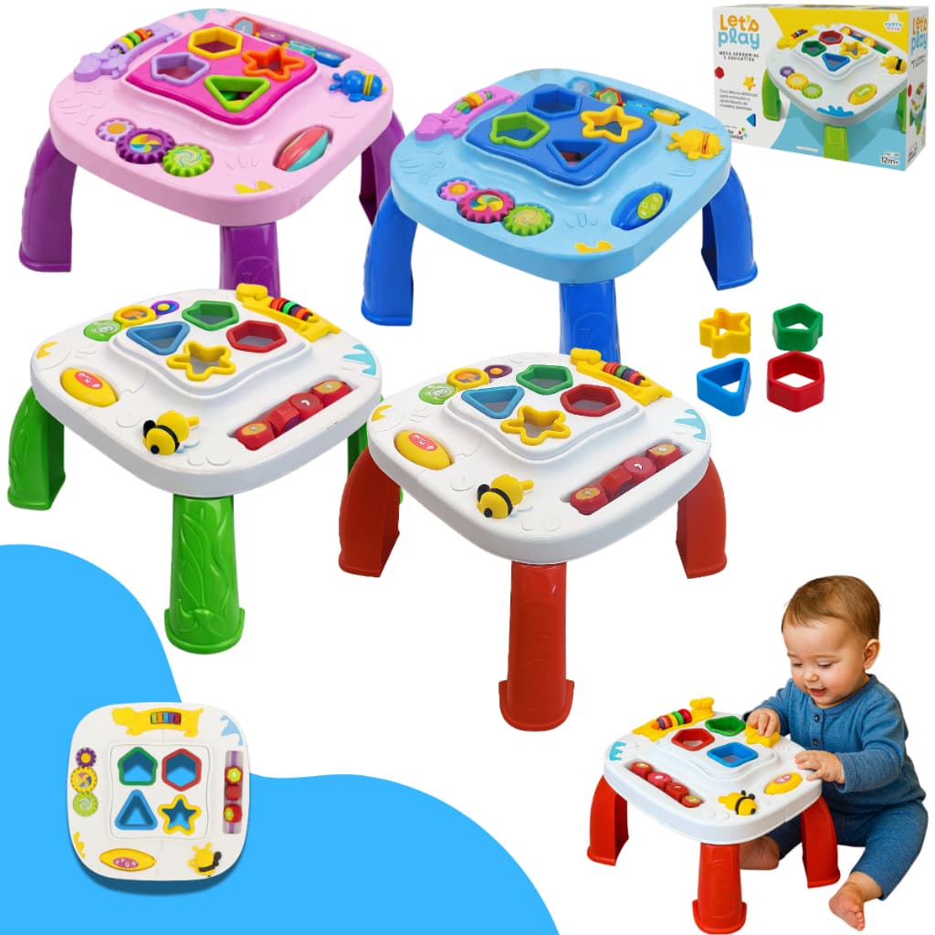Mesinha Didática Infantil Educativa Divertida Brinquedo Crianças Educacional Bebê Atividades Montar Interativa Sensorial
