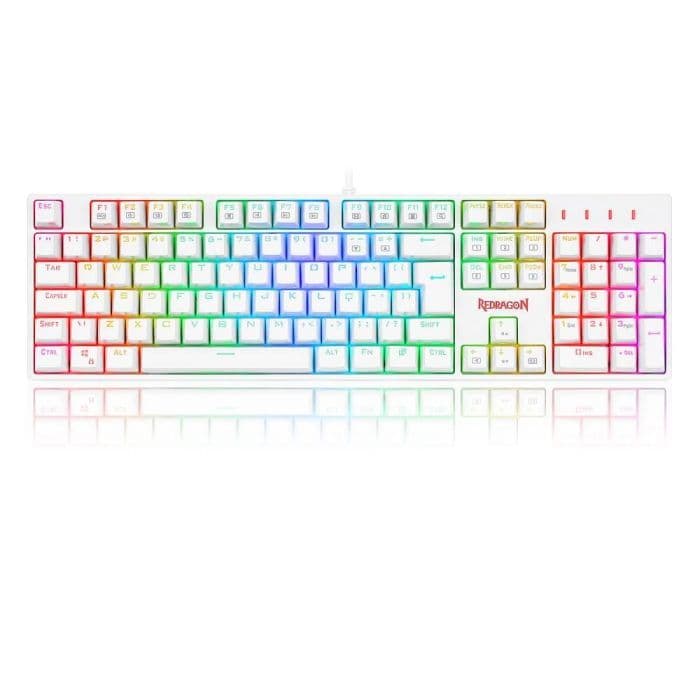 Teclado Mecânico Redragon Surara Pro Óptico Switch Blue RGB C/Fio Branco