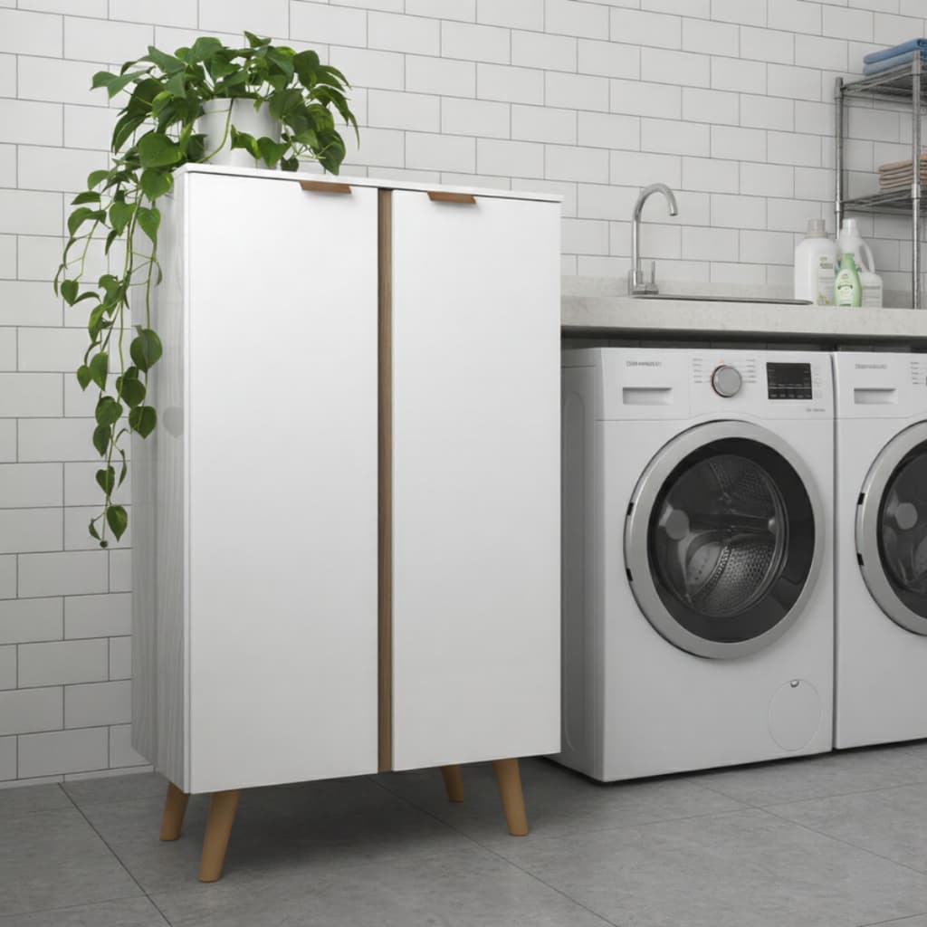 Armário Multiuso Organizador 2 Portas 3 Prateleiras Ideal para Lavanderia Cozinha Quarto Funcional