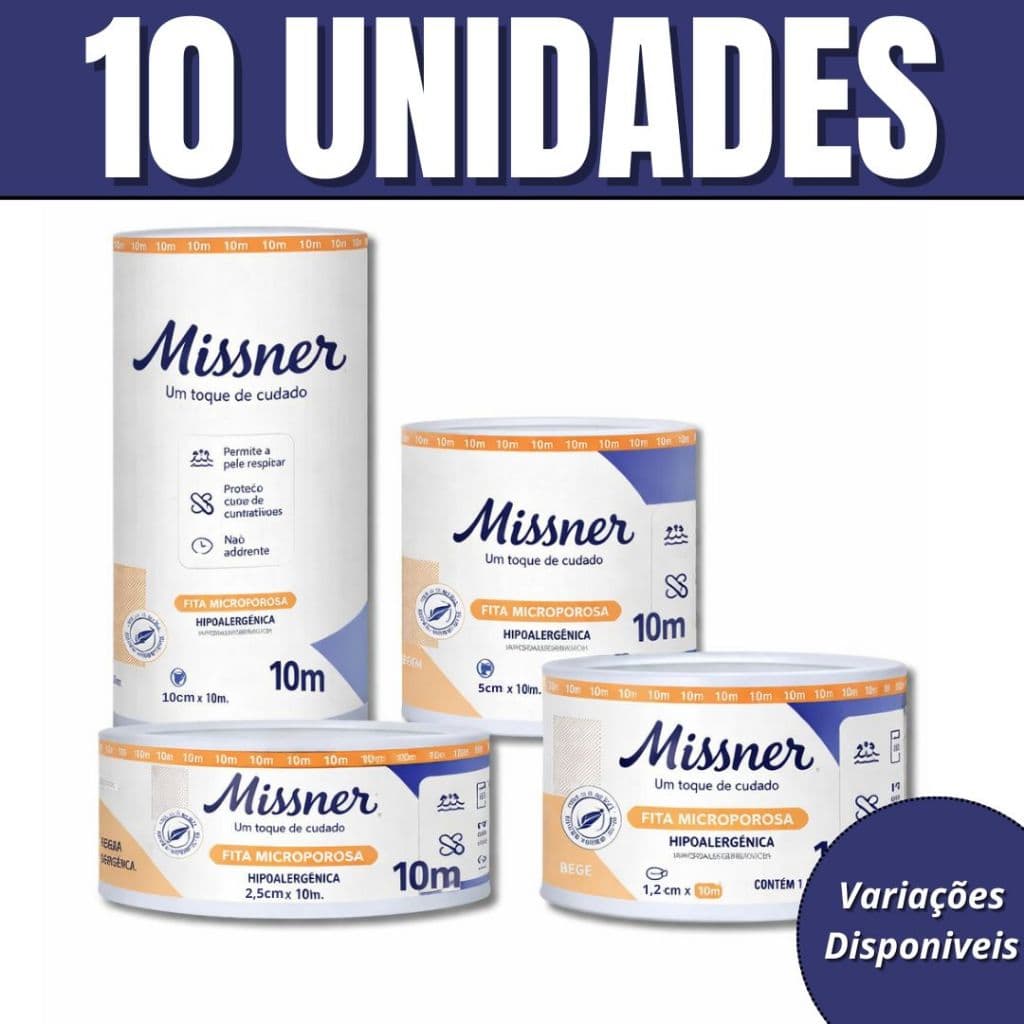 Kit 10 Un Fita Cirúrgica Micropore Hipoalérgica Discreta Bandagem Curativo Hospitalar BEGE Missner