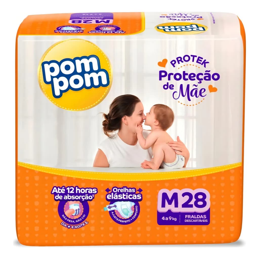 Fraldas Pom Pom Protek M X 28 Unidades