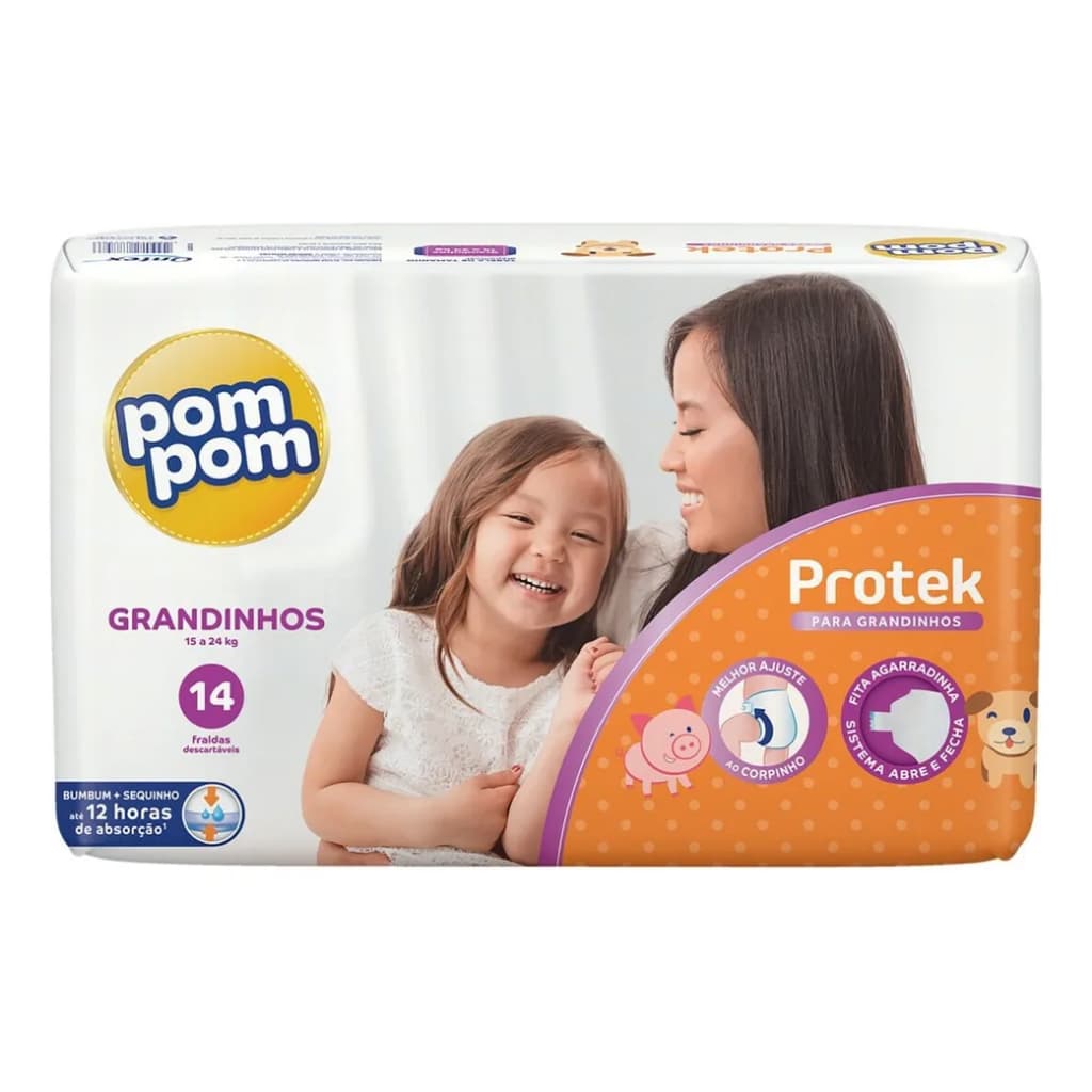 Fralda Pom Pom Protek Para Grandinhos De 15kg-24kg  Com 14un