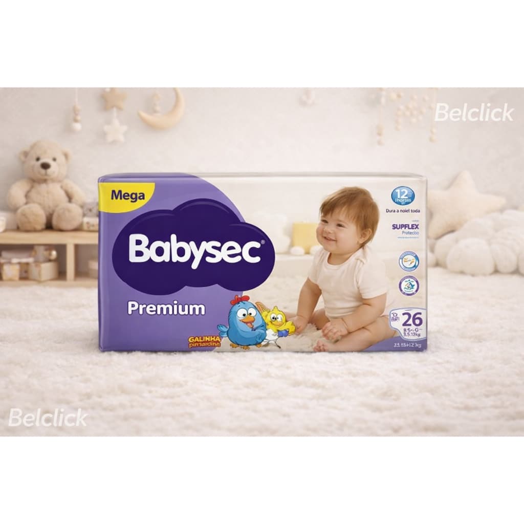 Fralda Descartável Babysec Galinha Pintadinha Premium P, M, G, XG, XXG (* 1 Sabonete huggies  de brinde)