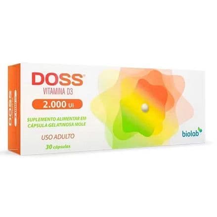 Doss Vitamina D3 2000UI Capsulas Molhes - Suplemento para Saúde Óssea e Imunológica, 30 Capsulas