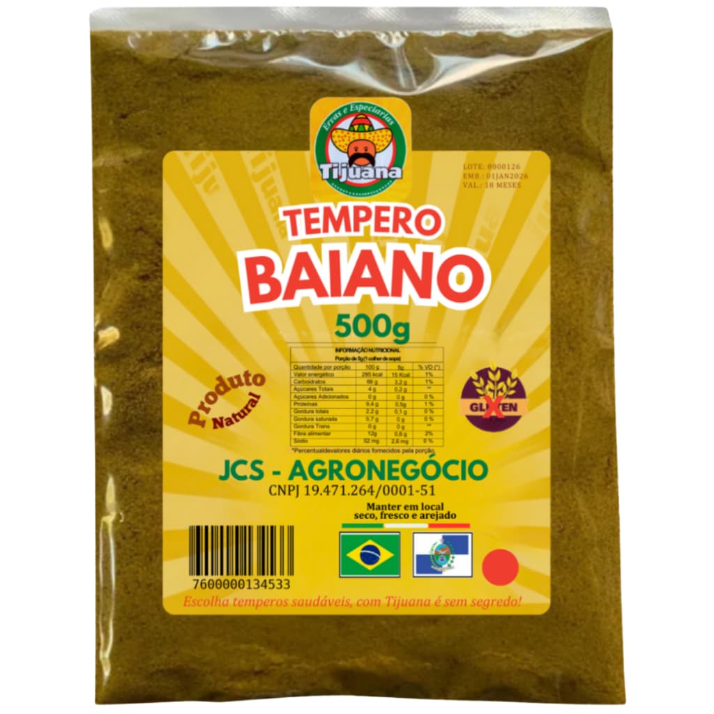 TEMPERO BAIANO:  500g  -  1kg. TIJUANA TEMPEROS.