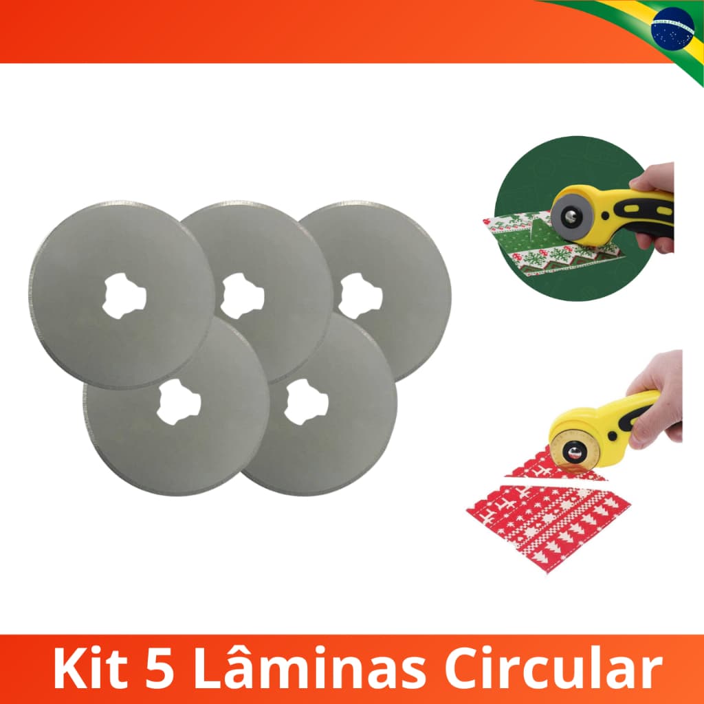 Kit 5 Lâmina Disco Refil Cortador Circular 45mm Reposição Corte Patchwork Tecidos Artesanato
