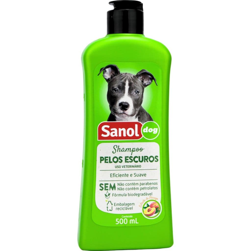 Sanol Dog - Shampoo De Pêlos Para Cães E Gatos Escuros - 500 ml / Verde