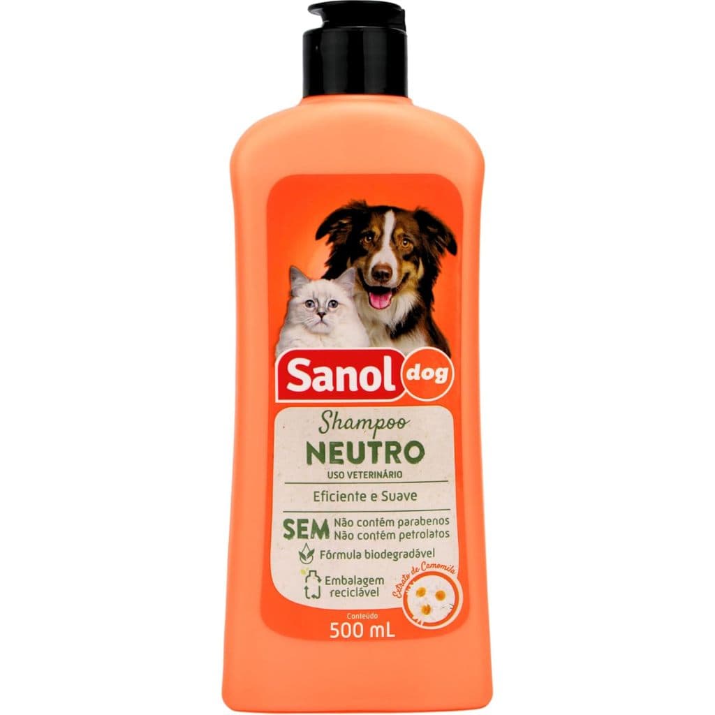 Sanol Dog - Shampoo De Pêlos Para Cães e Gatos - Neutro 500ml /Laranja