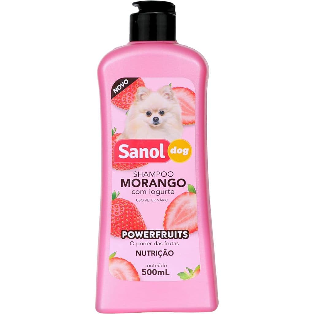 Sanol Dog - Shampoo de pelos para cães e gatos - Aroma Morango com iogurte, 500ml / Rosa