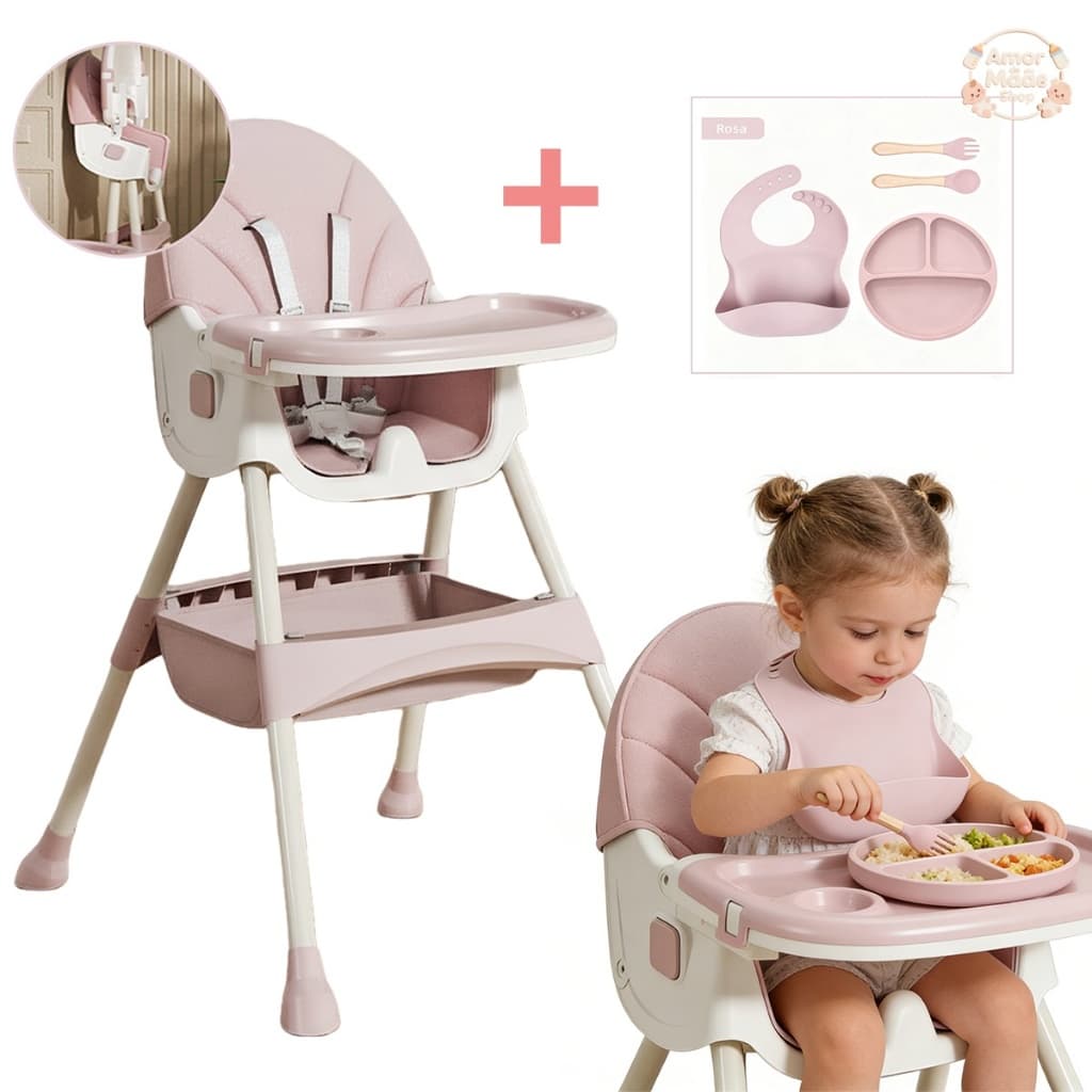Cadeira De Alimentação Portátil 3 em 1 Bebê Multifuncional Com Mesa