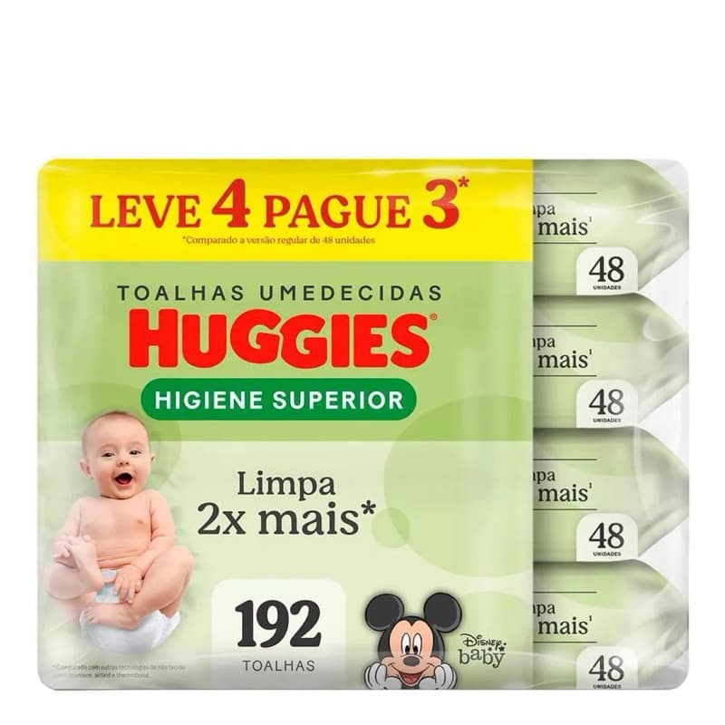 Toalhas umedecidas Huggies 192 Unidades Lenço Umedecido