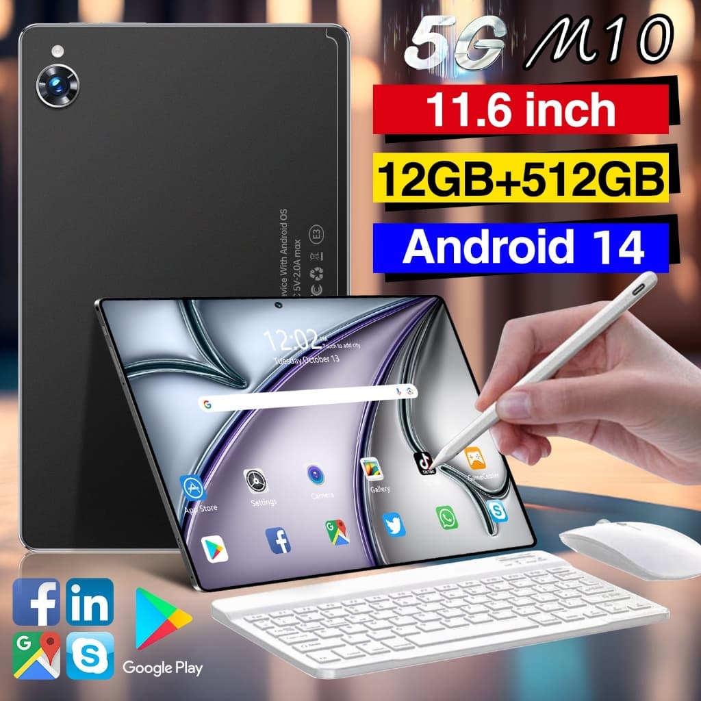 Hancdon Tab M10 PRO 11.6"  | 12GB+512GB | Android 14 | 8800mAh | Tela HD 91% Câmera 48MP | Para Games Estudo e Trabalho