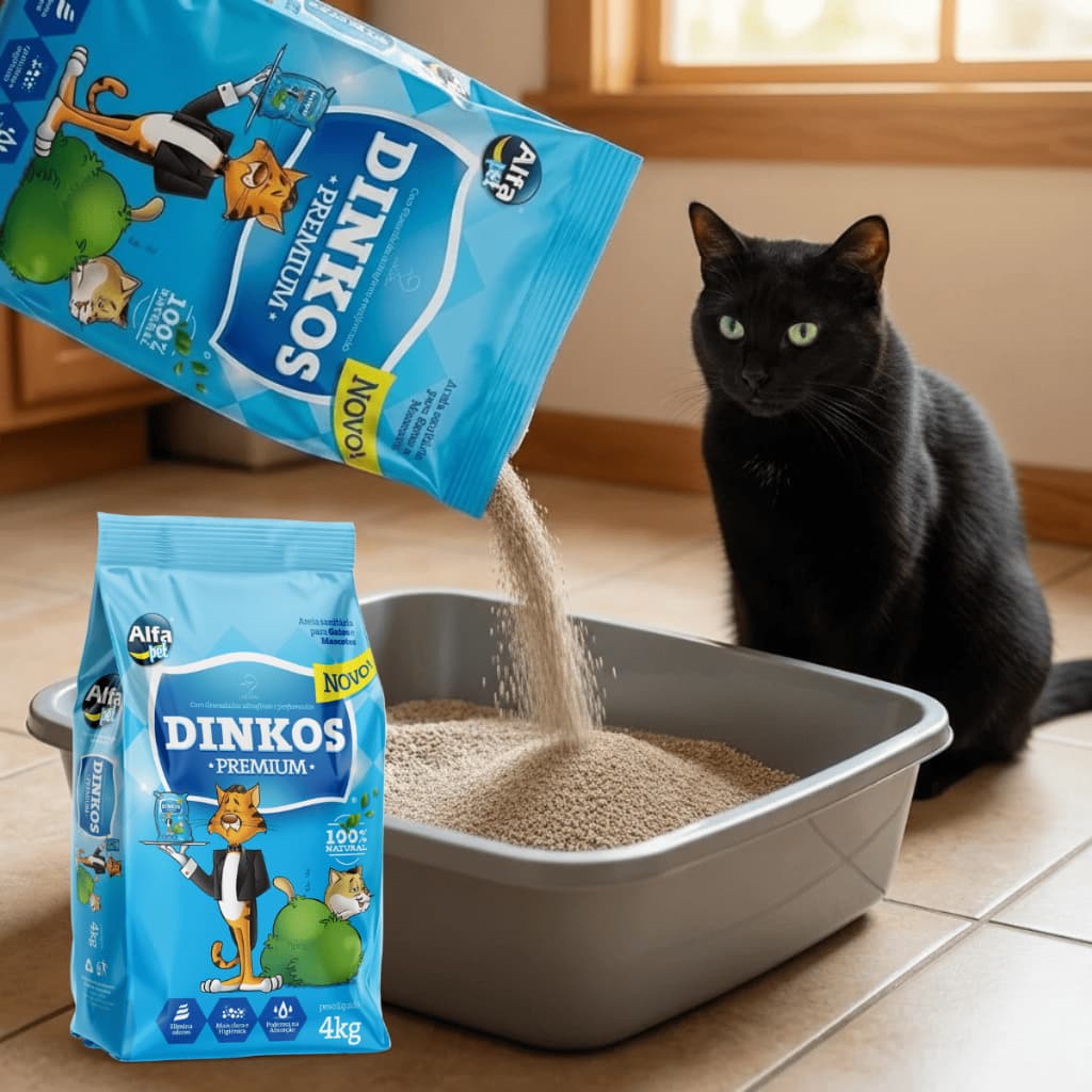 Areia /p Gato Sanitária Higiênica Para Gatos Anti Odor Dinkos Com Perfume Grãos Finos 4kg Até 20KG