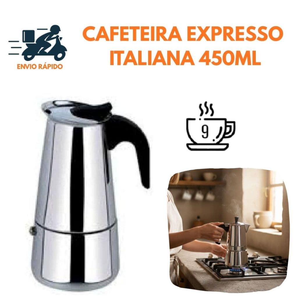 Cafeteira Expresso 450ml 9 Xícaras Café Tipo Expresso Forte e Aromático Uso Doméstico